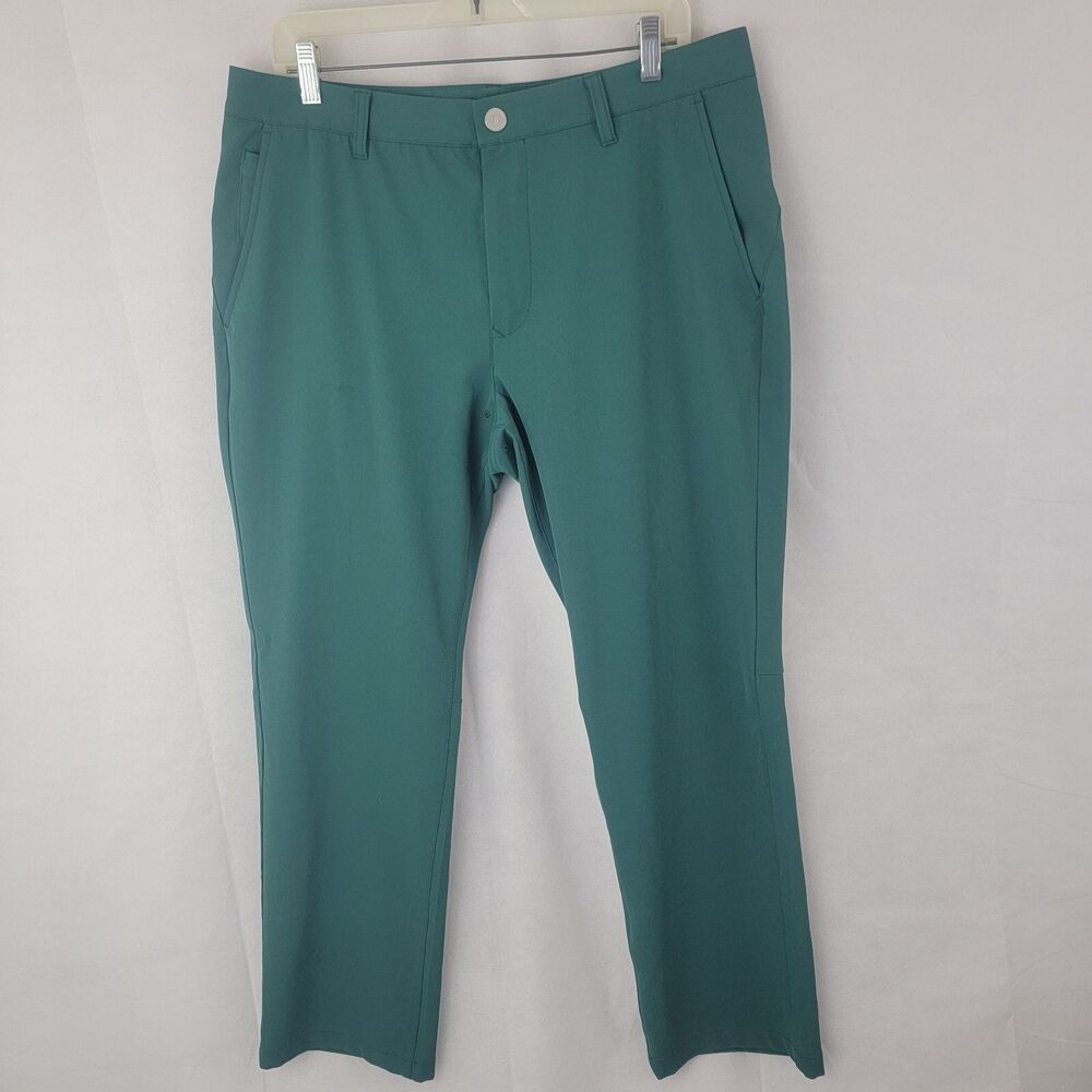 BONOBOS Golf Mens Pants Sz 35x27.5 Slim Fit GREEN Performance Grip Waist Stretch